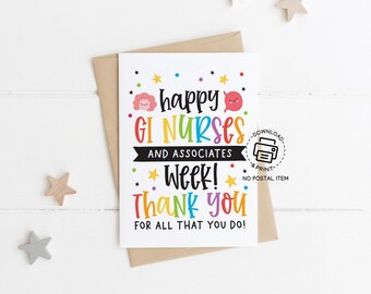GI Nurses Greeting Card Printable, GI Nurses Appreciation Week Greeting Card, Happy GI Nurses & Associates Week Thank You Card