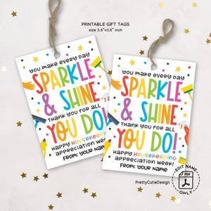 Sie bringen jeden Tag zum Strahlen und Funkeln Geschenkanhänger für die Woche der Haushaltsführung