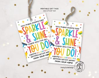 Housekeeping Appreciation Gift Tags, Sparkle & Shine (Digital Download)