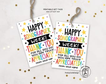Sonographer Appreciation Gift Tags Printable - Happy Sonographer Week Thank You