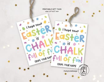 Easter Gift Tags for Kids, Happy Easter Chalk Favor Tags, Printable School Classroom Tags, Easter Non Candy Tags, Instant Download