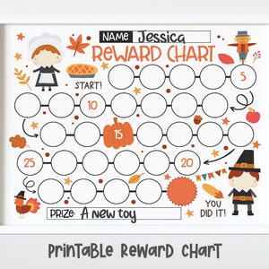 Tableau des récompenses de Thanksgiving pour les enfants, Tableau des récompenses simples pour enfants, Tableau des autocollants de la saison des récoltes - TÉLÉCHARGEMENT INSTANTANÉ