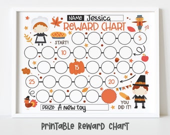 Thanksgiving Reward Chart For Kids, Simple Kids Reward Chart, Harvest Season Sticker Chart - INSTANT DOWNLOAD