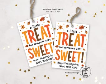 Thanksgiving Gift Tags Printable, Treat Tags for Sweet Coworker Appreciation, Office Party Favors