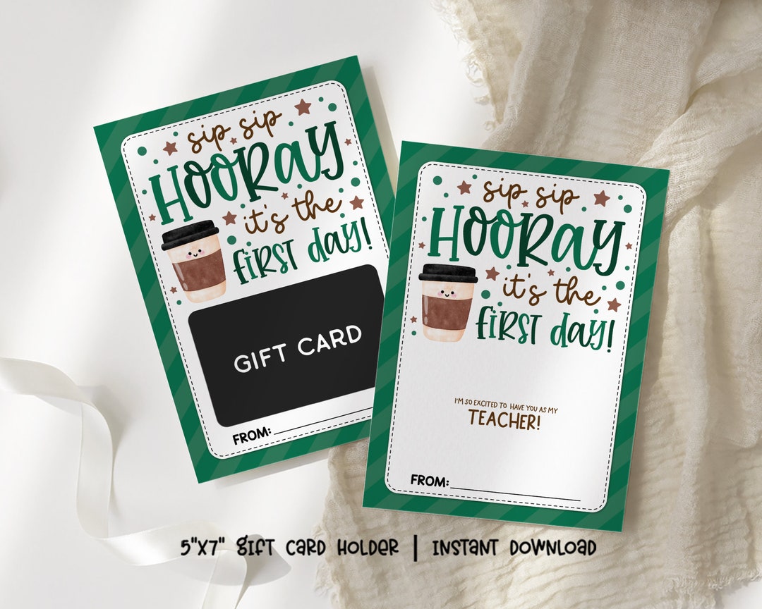 Teacher Gift Card Holder, First Day of School Printable (PDF) - Etsy
