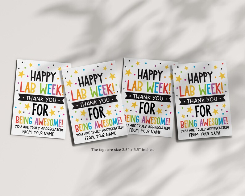 Lab Week Gift Tags Printable, Medical Laboratory Professionals Week ...