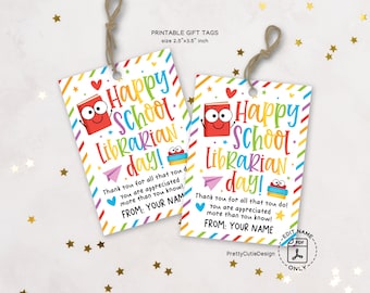 School Librarian Day Appreciation Tag Printable, School Librarian Tag, School Librarian Appreciation Week Gift Tag Printable