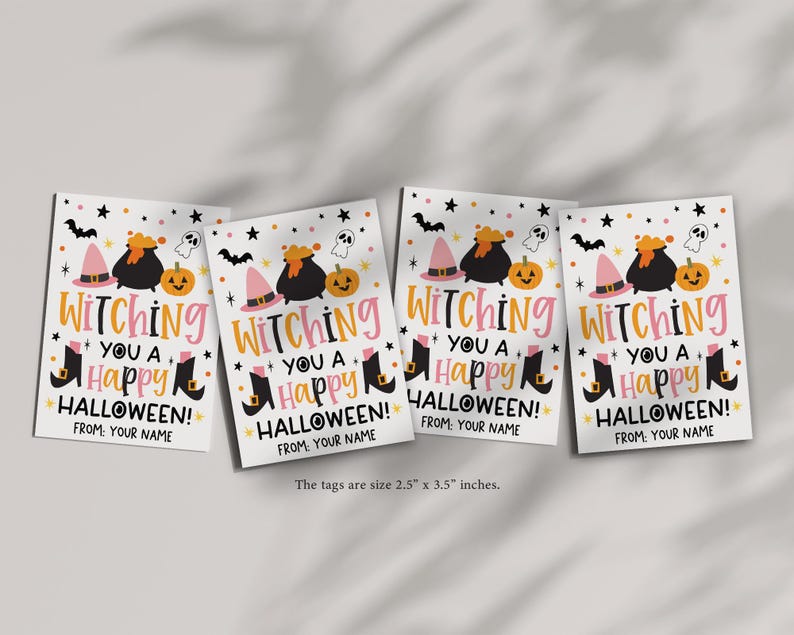 Witching You a Happy Halloween Gift Tags, Printable Halloween Classroom