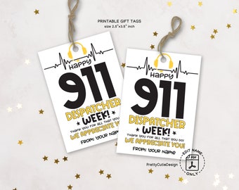 911 Dispatcher Gift Tag, Dispatcher Week Gift Tag, Dispatcher Appreciation Tag, Public Safety Telecommunications Week Gift Tag Printable