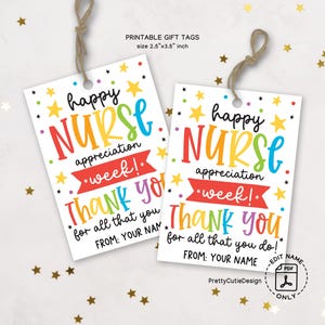 Nurse Appreciation Week Gift Tags Printable, Happy Nurses Week Tags, Instant Download, Thank You Gift Tags for Nurse Staff School