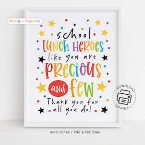 School Lunch Hero Day Sign Printable, Lunch Hero Appreciation Poster, Colorful Thank You Sign for Cafeteria Staff Instant Download