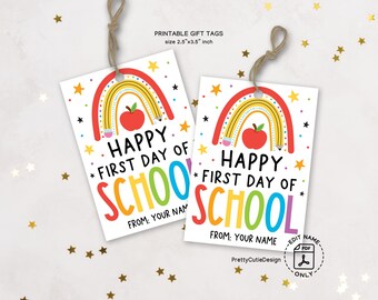 Happy First Day of School Gift Tags, Back to School Tags for Students, Teacher Gift First Day of School, 1st Day of School Gift Tags