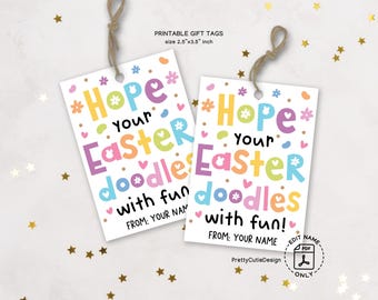 Easter Gift Tags Doodles with Fun, Easter Gift Tags Printable, Kids Easter Tags, Classroom Gifts, Easter Basket Tags, Party Favor Tags