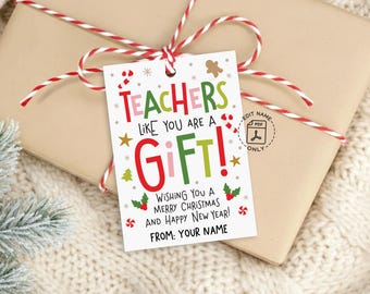 Teacher Christmas Gift Tags, Holiday Treat Bag Printable, Staff Appreciation Labels