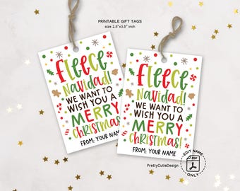 Fleece Navidad Printable Gift Tags, Funny Christmas Blanket Label (Digital Download)