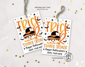 Halloween S'more Treat Tags: Trick or Treat Labels (Printable Download)