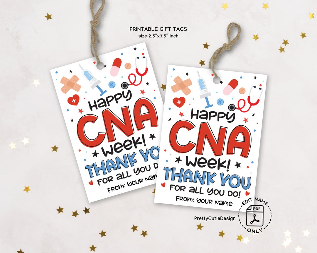 Happy CNA Week Gift Tag, Printable CNA Week Gift Ideas, Certified