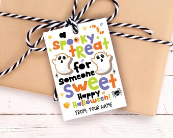 Printable Halloween Treat Tag, A Spooky Treat for Someone Sweet, Cute Ghost Classroom Favor, Classmate Candy Gift Tag Digital Download