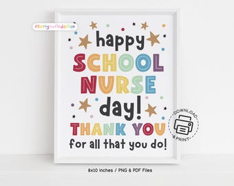 School Nurse Day Sign Printable, Colorful School Nurse Appreciation Gift, Thank You School Nurse Poster, Fun School Nurse Office Wall Art