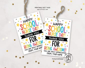 School Nurse Day Gift Tag Printable, School Nurse Appreciation Gift Tag, Thank You Tags for Nurses, School Staff Gifts, Instant Download