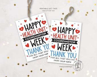 HUC Appreciation Gift Tags: Health Unit Coordinator Week Thank You (Digital Download)