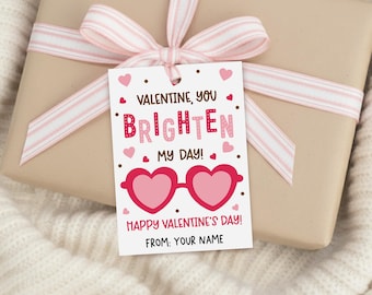 Valentine Sunglasses Gift Tag Printable, Classroom Non Candy Treat Bag, Digital Download