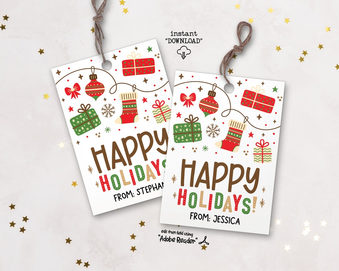 Happy Holidays Tags Printable Happy Holidays Favor Tags Gift Etsy Happy Holidays Tags Printable Happy Holidays Favor Tags Gift Etsy