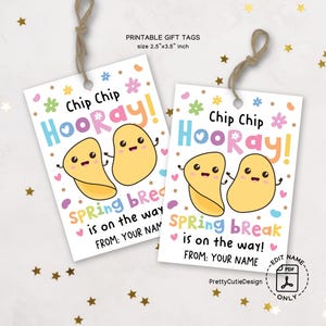 Etiquetas de regalo imprimibles "Chip Chip Hooray" para las vacaciones de primavera, etiquetas para golosinas de Pascua, lindas etiquetas de papas fritas para el aula, etiquetas de regalo para maestros