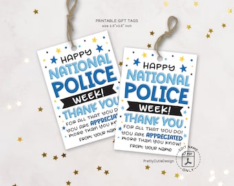 Happy National Police Week Gift Tags Printable, Police Week Tag, Police Appreciation Tags, Police Appreciation Week, Police Officer Gifts