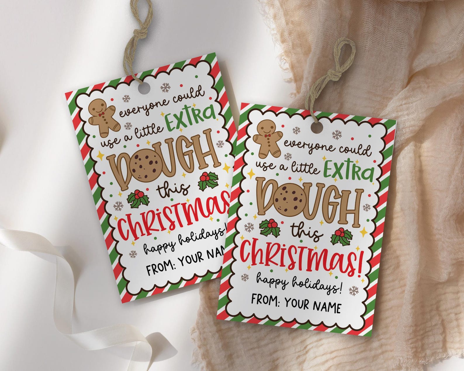 Funny Christmas Cookie Gift Tag Printable, Extra Dough (PDF Pattern) - Etsy