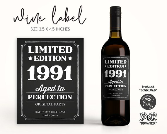 Custom Birthday Wine Bottle Label Personalized Happy Birthday - Etsy Canada