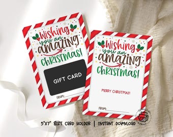 Christmas Gift Card Holder Printable: Wishing You an Amazing Christmas Card, Digital Download