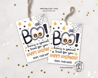 Spooky Eyes Halloween Gift Tags, Boo Treat Bag Labels (PDF)