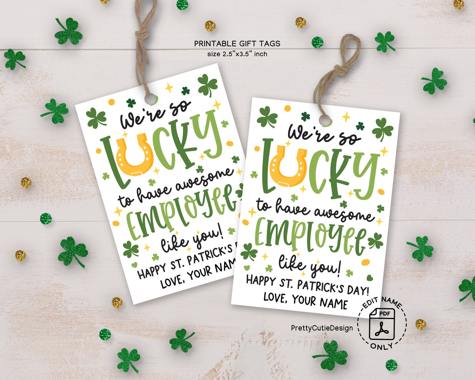Happy St Patricks Day Printable Gift Tags, Employee Thank You Gift Tags ...