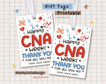 CNA Week Gift Tags Printable, Certified Nursing Assistant Appreciation Tags, Healthcare Thank You Tags, Staff Recognition Gift Labels