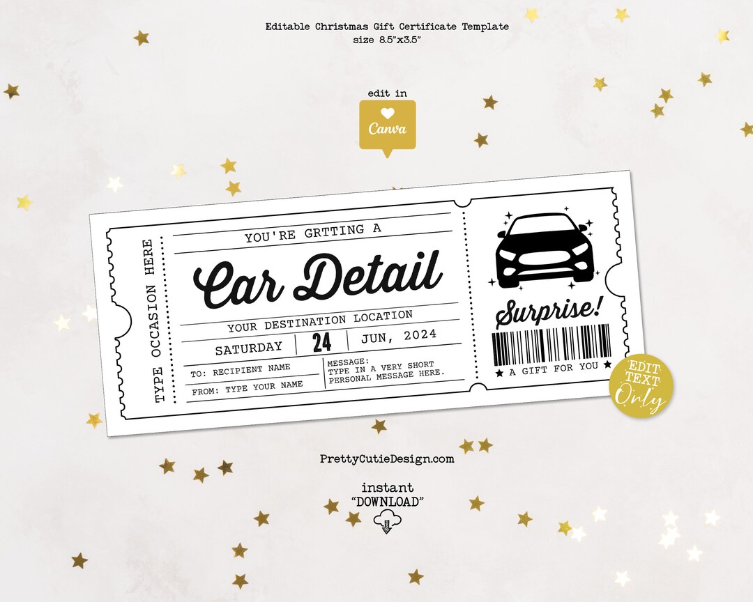 Car Detail Gift Certificate Template Surprise Ticket Car Detailing Car Detail Gift Certificate Template Surprise Ticket Car Detailing