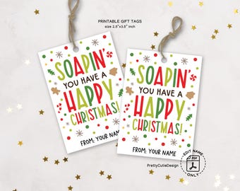 Printable Soapin Christmas Tag, Funny Holiday Favor, Instant Download