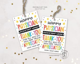 Physician Assistant Week Gift Tags Printable: PA Appreciation Thank You Favor Tags