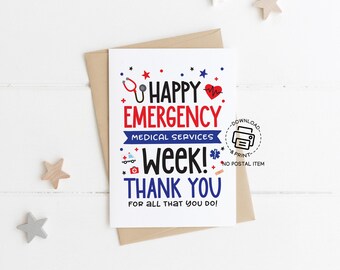 Happy EMS Week Card Printable Thank You for Emergency Medical Services Appreciation Instant Download Gift for Paramedic EMT Nurse Doctor
