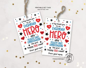 HUC Appreciation Gift Tags: Everyday Hero Thank You (Printable PDF Download)