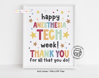 Anesthesia Tech Week Printable Sign, Happy Anesthesia Technician Appreciation Poster, Instant Download Office Wall Art