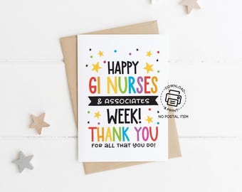 GI Nurses & Associates Week Printable Card, GI Nurses Appreciation Week Gifts, Happy GI Nurses Greeting Card, Nurse Thank You Card