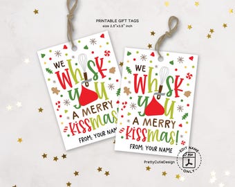 Funny 'Kissmas' Baking Gift Tags: Printable Holiday Treat Tags (PDF)