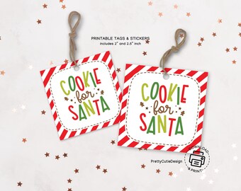 Printable Christmas Cookie for Santa Tags: Holiday Favor Labels (Digital Download)