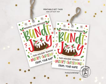 Christmas Gift Tags Printable, Bundt Joy Cake, Holiday Baking Treat Labels
