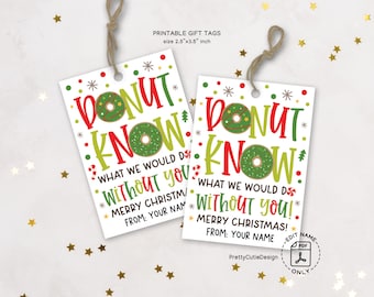 Christmas Donut Thank You Gift Tags, Printable Appreciation (PDF Pattern)