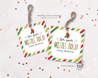 Christmas Socks Gift Tag, Funny Mistle Toes Printable, Holiday Pun Favor, Coworker Secret Santa