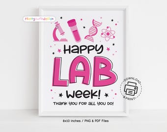 Happy Lab Week Sign Printable, Pink Medical Laboratory Professionals Week Decor, Lab Tech Appreciation Poster, Lab Week Office Decoration
