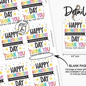 Administrative Professionals Day Tag Printable, Admin Professionals Printable Gift Tags, Administrative Day Thank You Tag, Employee Gift Tag