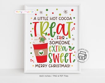 Christmas Hot Cocoa Bar Sign Printable, Extra Sweet Treat Table Decor, Holiday Wall Art